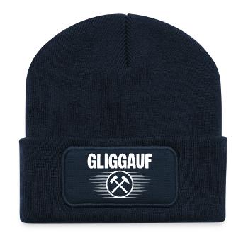 Glueck auf Mundart - Recycelte Patch Beanie - French Navy - Vorne