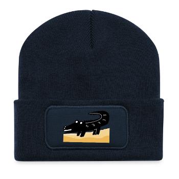 schwarzes Krokodil - Recycelte Patch Beanie - French Navy - Vorne