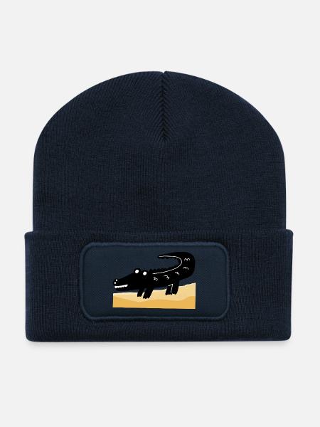 crocodile noir - Beanie recyclé à patch - bleu marine