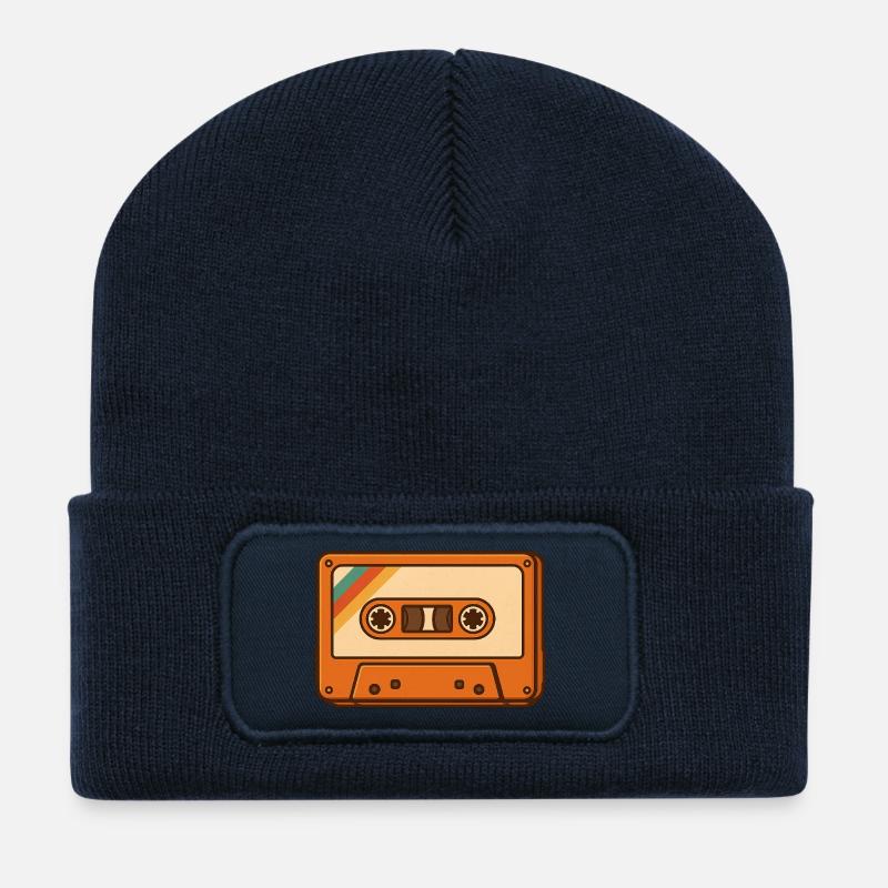 Retro Cassette - Recycled Patch Beanie - french navy