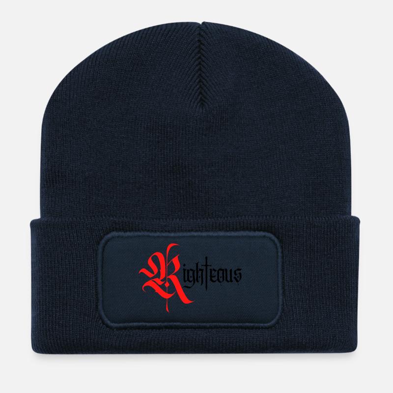 Gothic Righteous Design with Sword - Recycled Patch Beanie - french navy