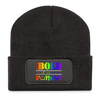 arc-en-ciel vibrant drôle gras texte design - Beanie recyclé à patch - charbon - Devant