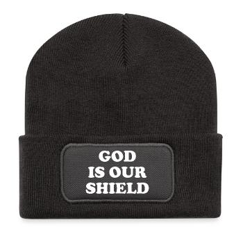God Is Our Shield - Recycled Patch Beanie - dark grey - Front