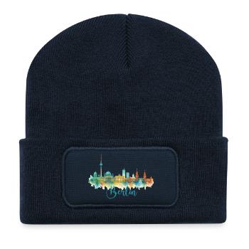 Horizon de Berlin - Beanie recyclé à patch - bleu marine - Devant