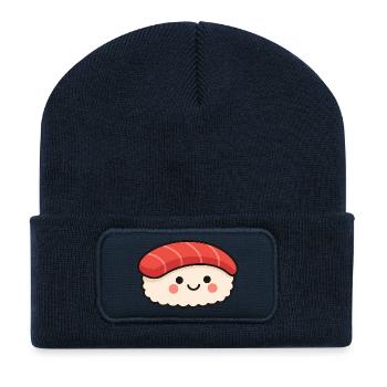 Cute Sushi Cartoon Print - Recycled Patch Beanie - french navy - Front