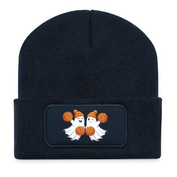 Niedliche Geister mit Pompons - Recycelte Patch Beanie - French Navy - Vorne