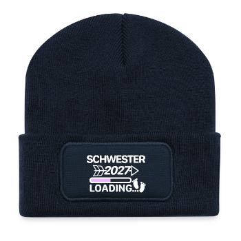 Je serai sœur en 2027 - Beanie recyclé à patch - bleu marine - Devant
