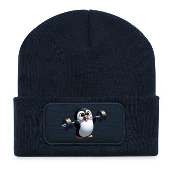Niedlicher Pinguin Hantelstemmer Fitness Gym - Recycelte Patch Beanie - French Navy - Vorne