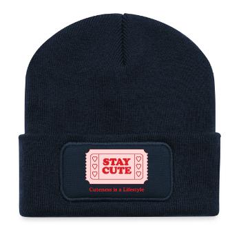 Conception ludique de billet de cœur - Beanie recyclé à patch - bleu marine - Devant