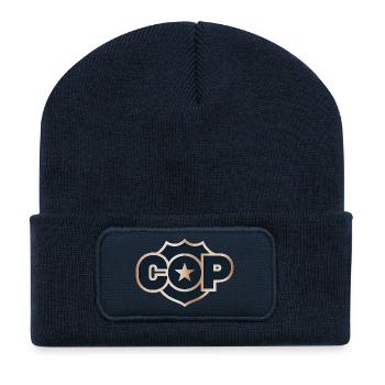 Insigne de police - Logo de police cool - Beanie recyclé à patch - bleu marine - Devant