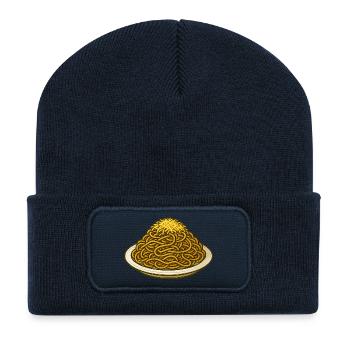 Spaghetti mit Käse Illustration - Recycelte Patch Beanie - French Navy - Vorne