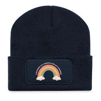 Je soutiens les droits des homosexuels – T-shirt arc-en-ciel pastel - Beanie recyclé à patch - bleu marine - Devant