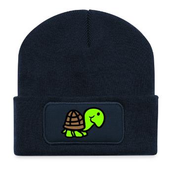 turtle cute smiling happy funny - Recycled Patch Beanie - french navy - Front