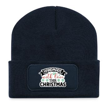 Mit Liebe zu Weihnachten handgefertigt - Recycelte Patch Beanie - French Navy - Vorne
