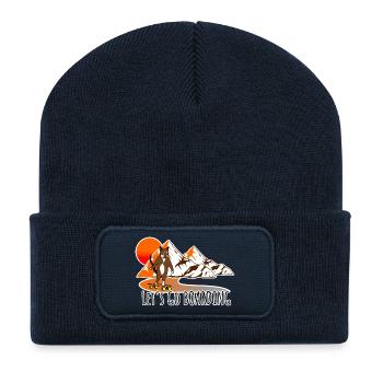 Die Longboard Katze skatet in den Sonnenuntergang - Recycelte Patch Beanie - French Navy - Vorne