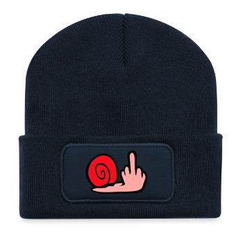 Snail Middle Finger Insult Wanker Fuck You - Recycled Patch Beanie - french navy - Front
