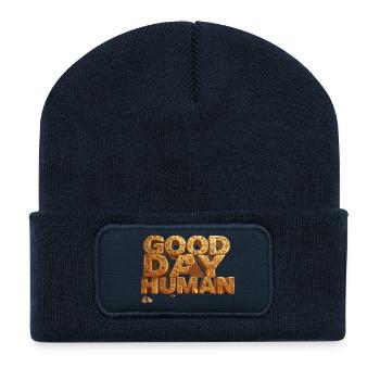Good day, Human – Alien Humor in Hieroglyphen - Recycelte Patch Beanie - French Navy - Vorne