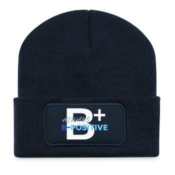 Toujours être positif - Beanie recyclé à patch - bleu marine - Devant