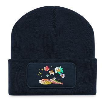 Blumen - Recycelte Patch Beanie - French Navy - Vorne