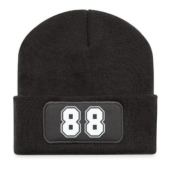 Double Huit Contour Rétro - Beanie recyclé à patch - charbon - Devant