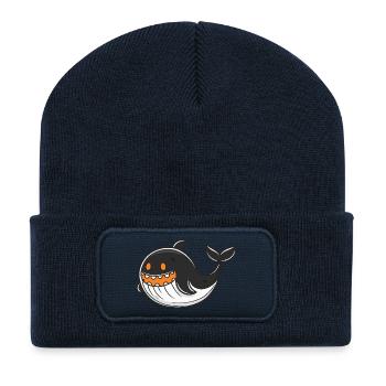 Whale Halloween Zombie - Recycled Patch Beanie - french navy - Front
