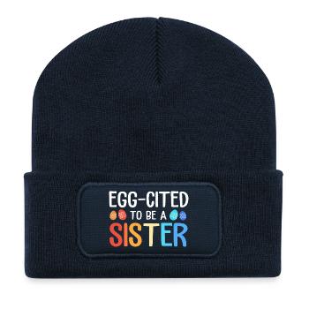 Gender Reveal Easter Mom-to-be - Recycled Patch Beanie - french navy - Front