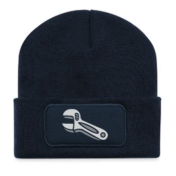 Comic-Schraubenschlüssel – Werkzeug Illustration - Recycelte Patch Beanie - French Navy - Vorne