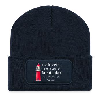 Lighthouse Vlieland Krentenbol Saying - Recycled Patch Beanie - french navy - Front