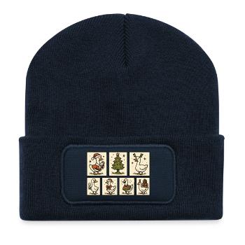 Oie Noël Drôle Père Noël Noël - Beanie recyclé à patch - bleu marine - Devant