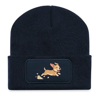 Lauffreudiger Welpenlauf - Recycelte Patch Beanie - French Navy - Vorne