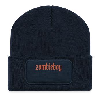 Zombieboy Gothic Schriftzug - Recycelte Patch Beanie - French Navy - Vorne