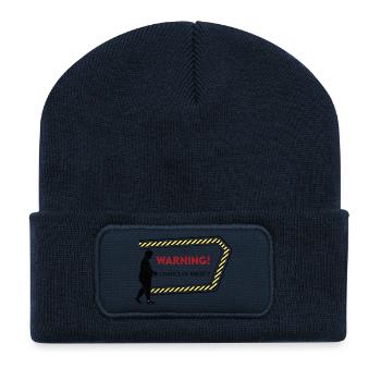 Warning: Obesity Caution Graphic - Recycled Patch Beanie - french navy - Front