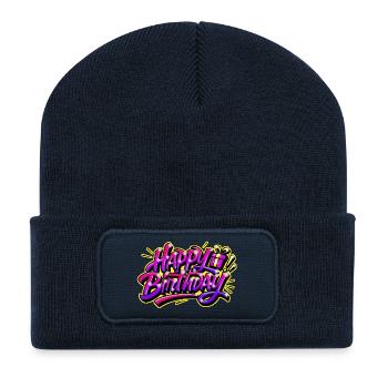 HAPPY BIRTHDAY GESCHENK PRINT GRAFF - Recycelte Patch Beanie - French Navy - Vorne