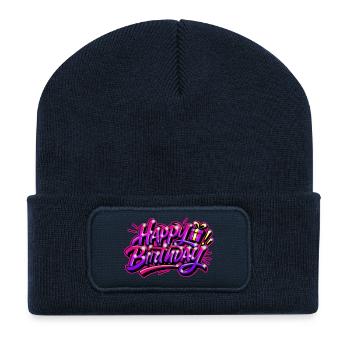 Herzlichen Glückwunsch zum Geburtstags-Graffiti-Geschenk - Recycelte Patch Beanie - French Navy - Vorne