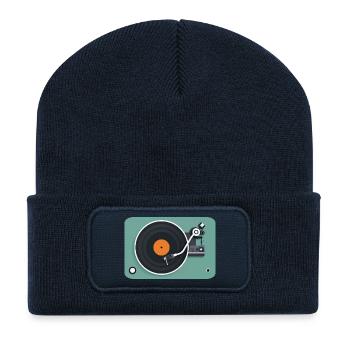 TURNTABLE - sound & vision - Beanie recyclé à patch - bleu marine - Devant