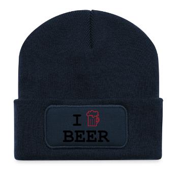 Ich mag Bier / Alkohol - Recycelte Patch Beanie - French Navy - Vorne