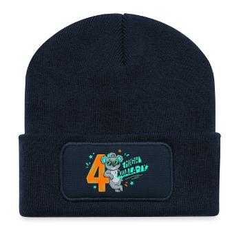 High Koala-Ty 4. Geburtstag - Recycelte Patch Beanie - French Navy - Vorne