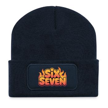 Six Seven 67 - Funny Gen Alpha Memes - Recycled Patch Beanie - french navy - Front