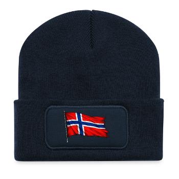 Norwegian flag flowing - Recycled Patch Beanie - french navy - Front