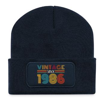 Retro 1986 Stripes - Recycelte Patch Beanie - French Navy - Vorne