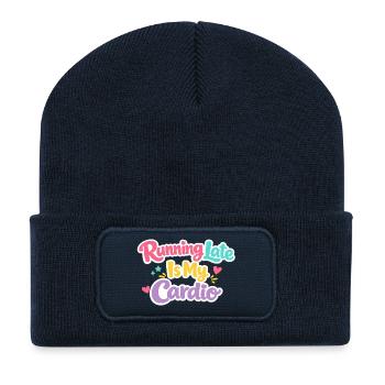 Running Late Is My Cardio Saying - Recycled Patch Beanie - french navy - Front