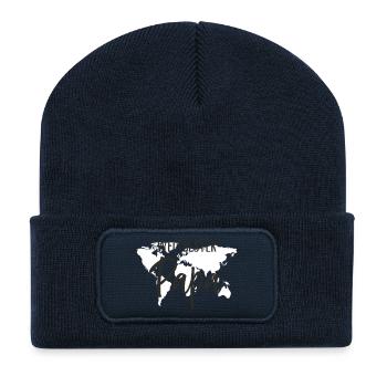 Weltbester Papa – Herzvolles Weltkugel-Design - Recycelte Patch Beanie - French Navy - Vorne