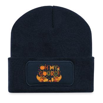 Oh mon gourde ! Drôle de design autommental de citrouille - Beanie recyclé à patch - bleu marine - Devant