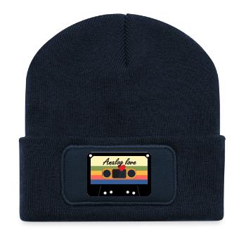 Analog Love Retro Kassette - Recycelte Patch Beanie - French Navy - Vorne