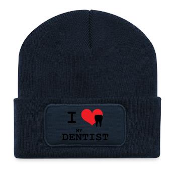 I Love My Dentist Graphic - Beanie recyclé à patch - bleu marine - Devant