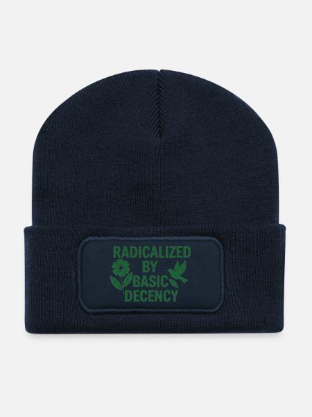 Progressive Values Basic Decency Shirt - Recycelte Patch Beanie - French Navy