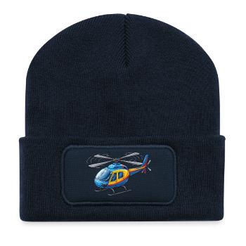 Helicopter Cartoon - Recycled Patch Beanie - french navy - Front