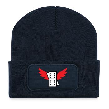 Dominos Ailés : Style Libre et Stratégie - Beanie recyclé à patch - bleu marine - Devant