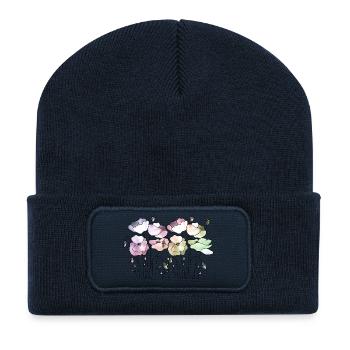 Fleur - Beanie recyclé à patch - bleu marine - Devant