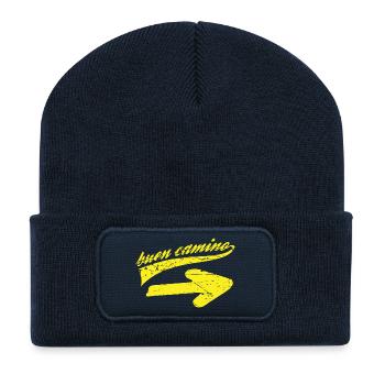 Camino de Santiago, bon camino vintage yellow arrow - Beanie recyclé à patch - bleu marine - Devant